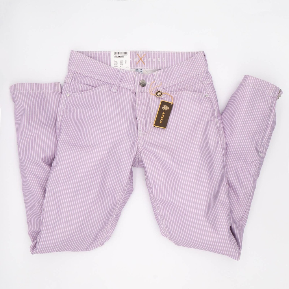 MAC NWT Striped Violet Dream Chic Jeans Ankle Zip Stretch W0-2